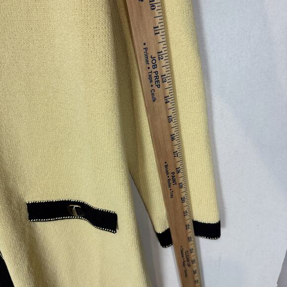 VTG JSS Knit Sweater Women M Yellow Wool Knitted Pockets Beaded Long Sleeve - Picture 13 of 15